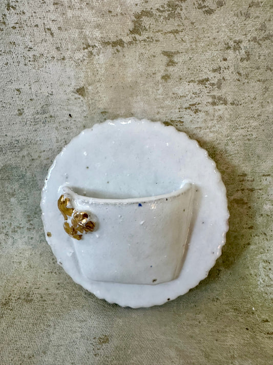 Wall pocket with Gold Flower Details - small - Gemma Pettiford
