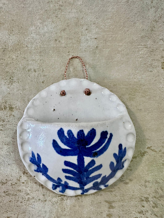 Blue & White Wall Pocket small - Gemma Pettiford