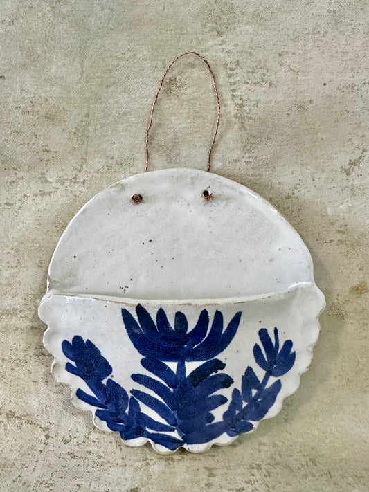 Blue & White Wall pocket large - Gemma Pettiford