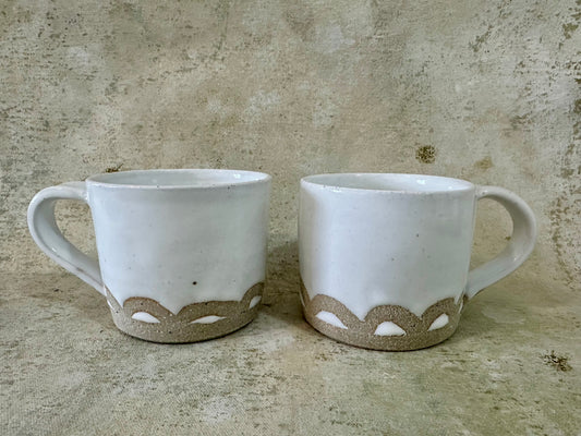 White Scallop Mugs set of 2 - Gemma Pettiford