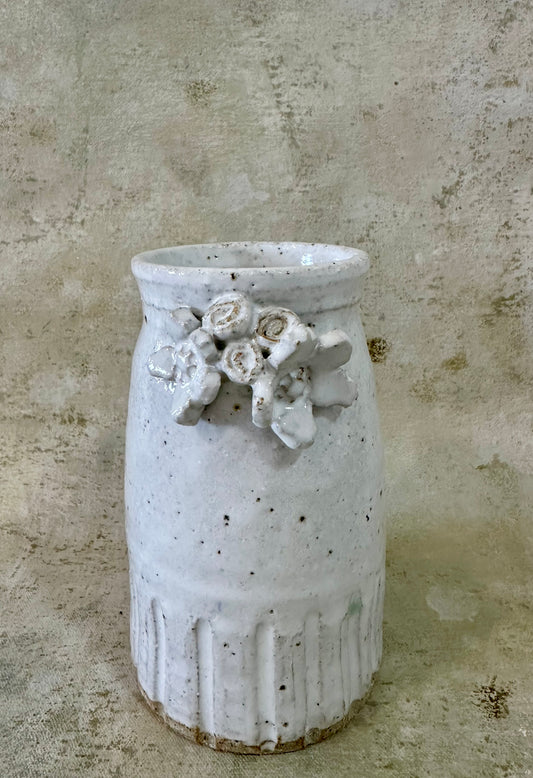 Vase with Fluted Base & Flower Detail - Gemma Pettiford