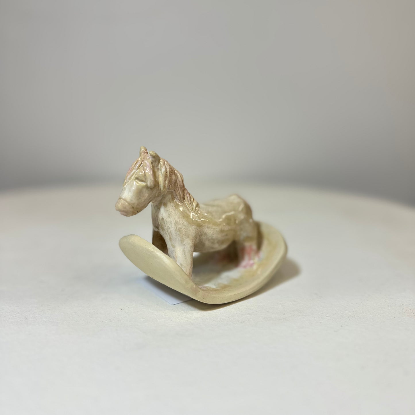 Ceramic Rose Quartz Rocking Horse
