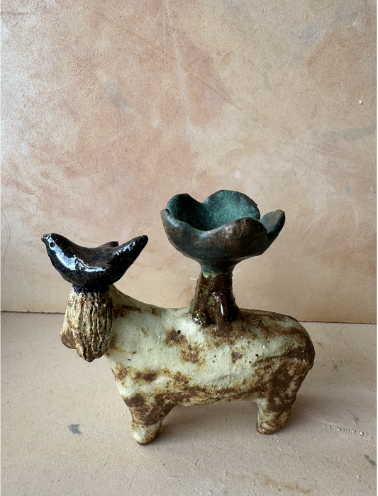 Scruffy Dog Wellwisher with Bird